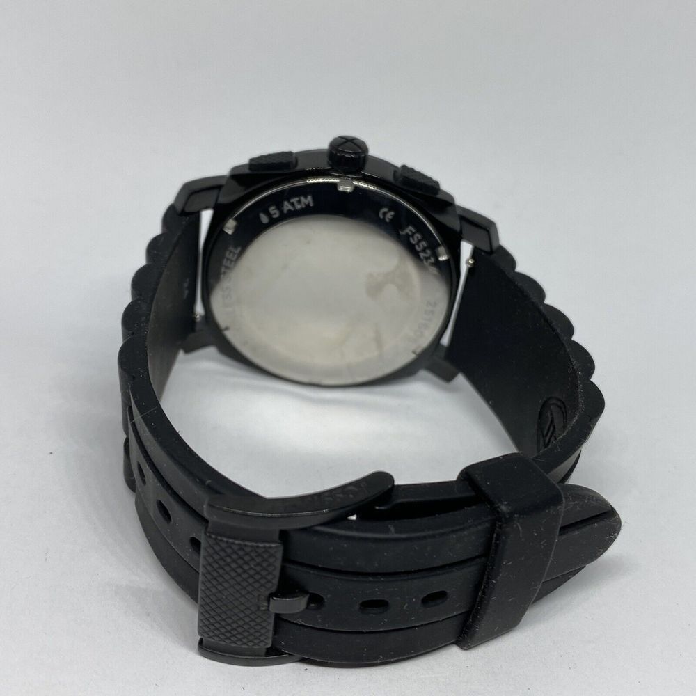 Fossil Machine FS5234 Men Black Resin Analog Black Dial Quartz Wrist Watch WO371 - Picture 10 of 12